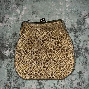 Elegant Gold Beaded Women's Clutch